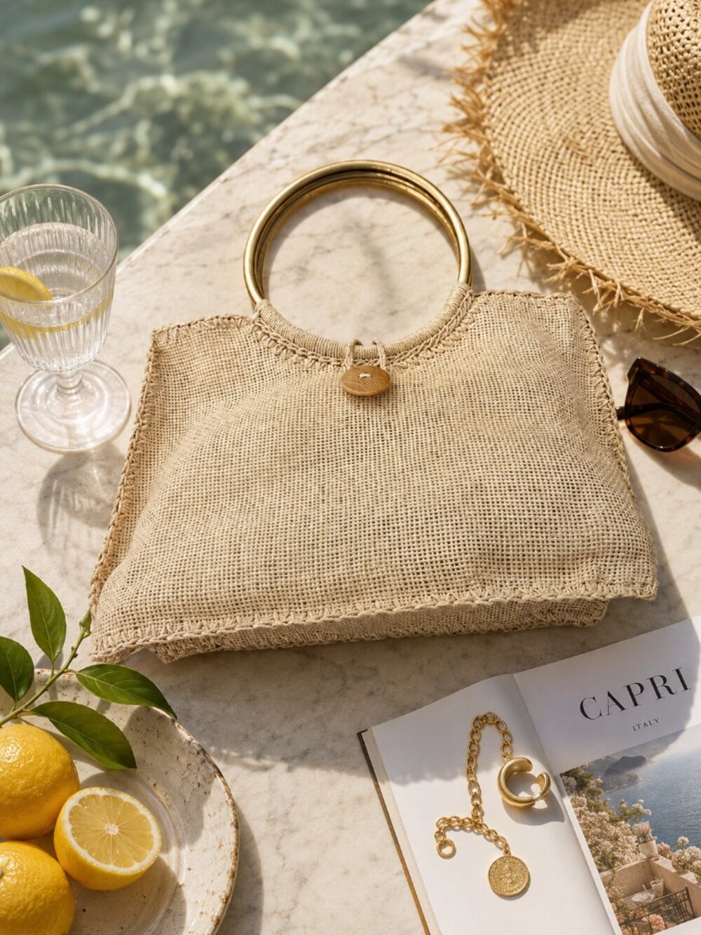 Woven Straw Handbag Coastal Granddaughter Boho Resort Summer Tote